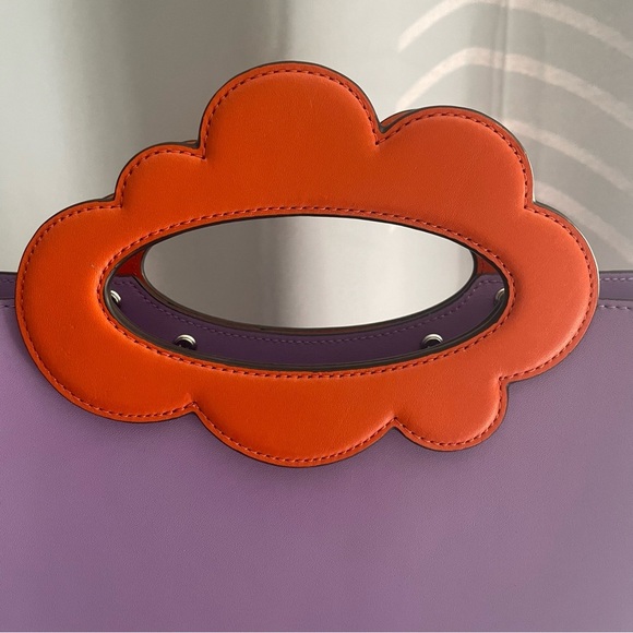 COACH Coachtopia Purple Orange Cloud Handle Tote Leather CT383 Crossbody NWOT - Picture 6 of 16